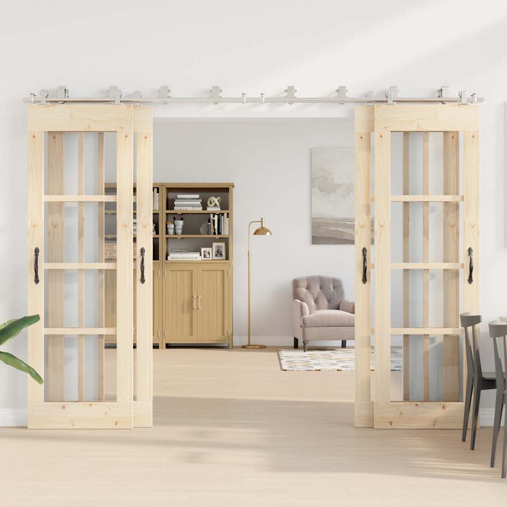 vidaXL System do mocowania drzwi przesuwnych, 366 cm, stal, srebrny