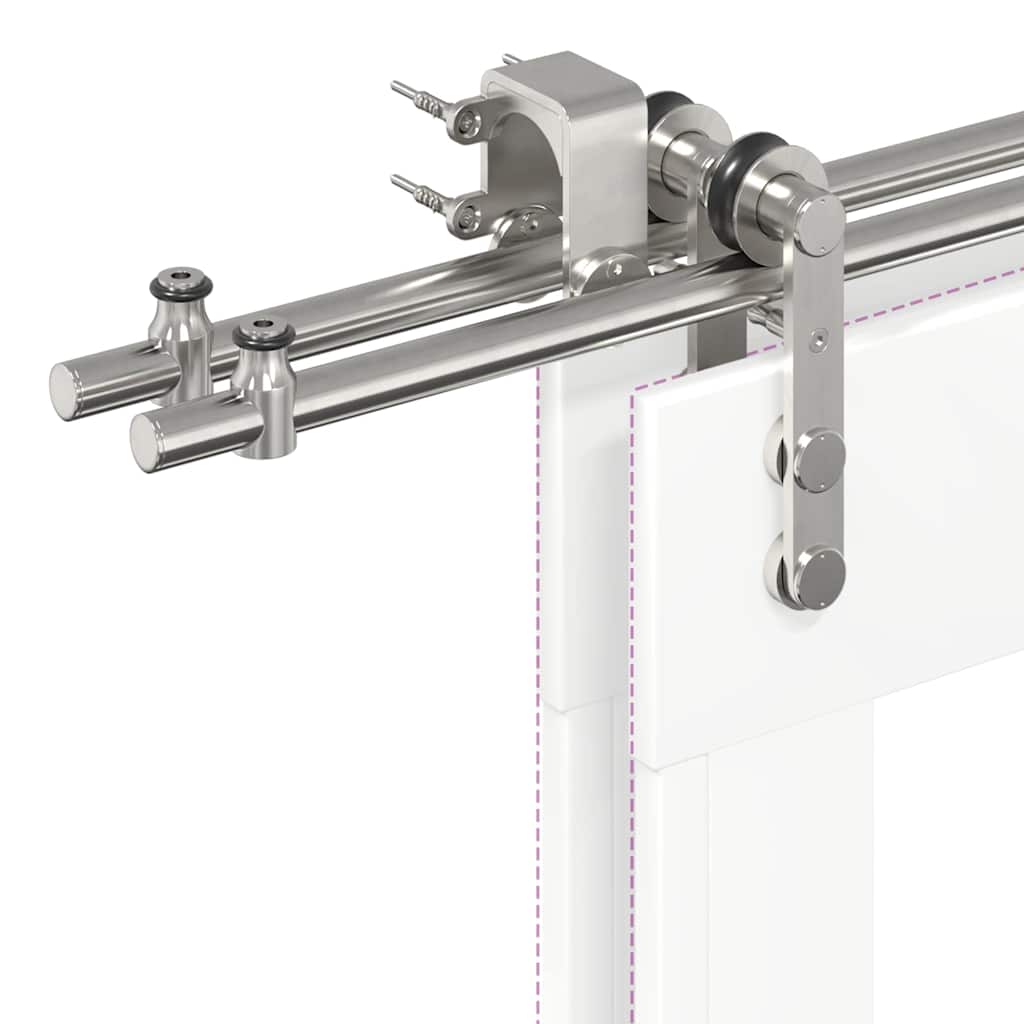 vidaXL System do mocowania drzwi przesuwnych, 366 cm, stal, srebrny