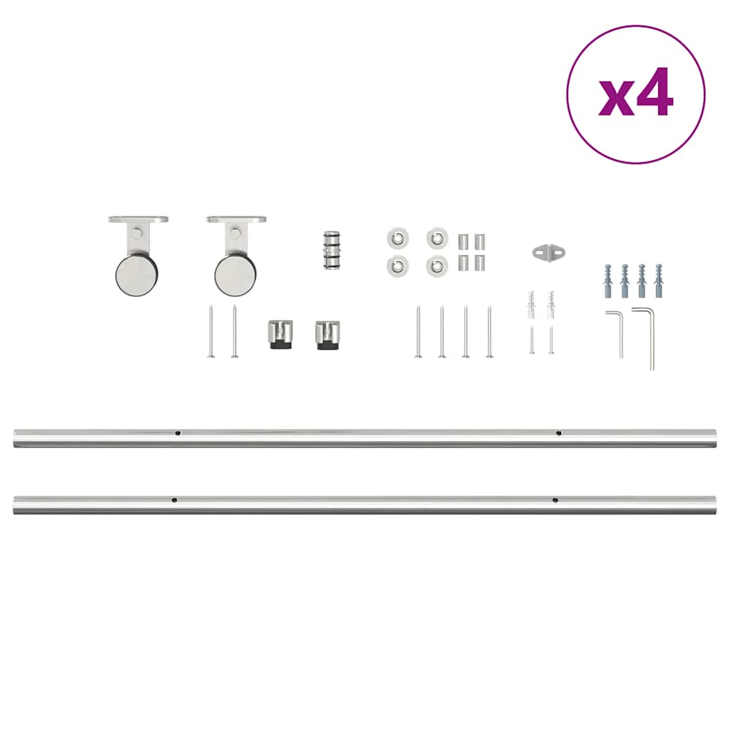 vidaXL System do mocowania drzwi przesuwnych, 366 cm, stal, srebrny