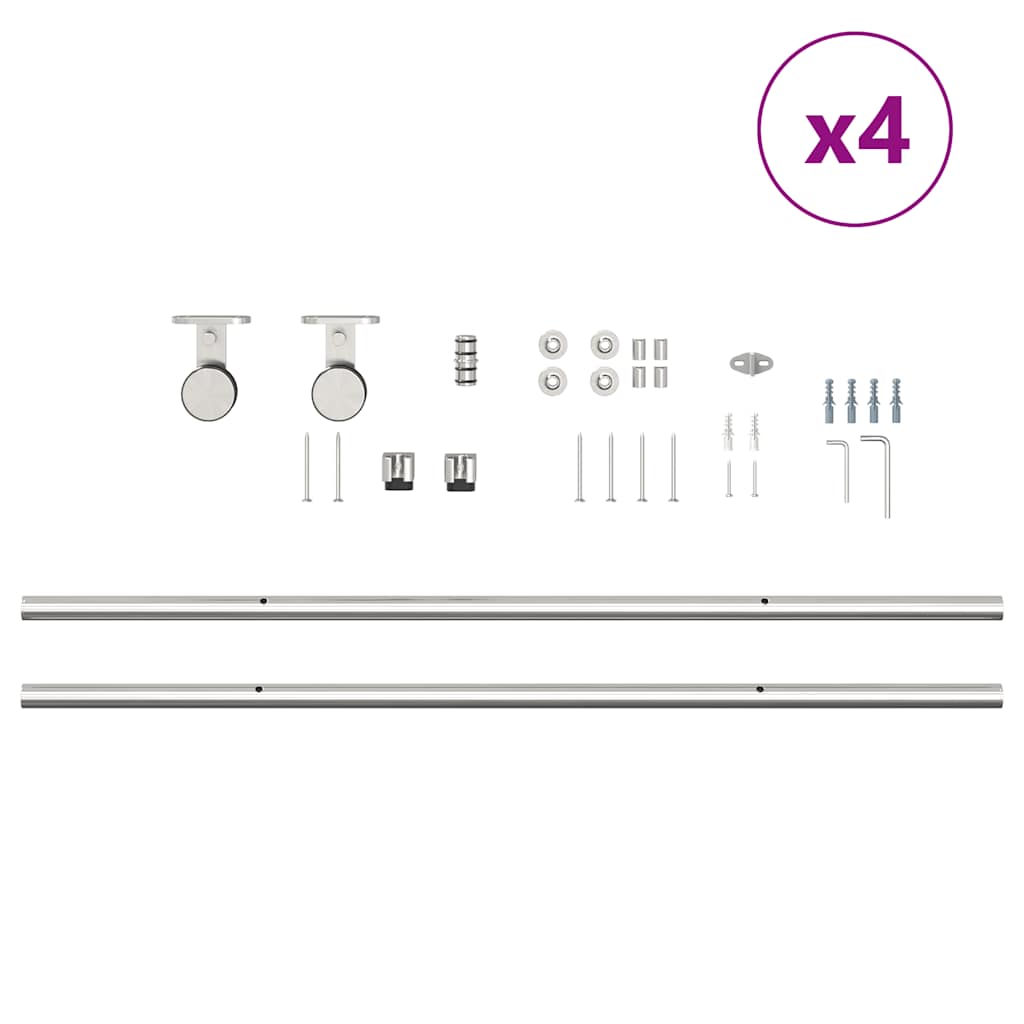 vidaXL System do mocowania drzwi przesuwnych, 400 cm, stal, srebrny