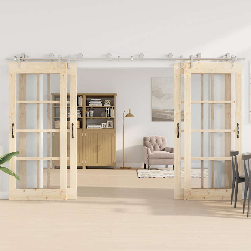 vidaXL System do mocowania drzwi przesuwnych, 366 cm, stal, srebrny