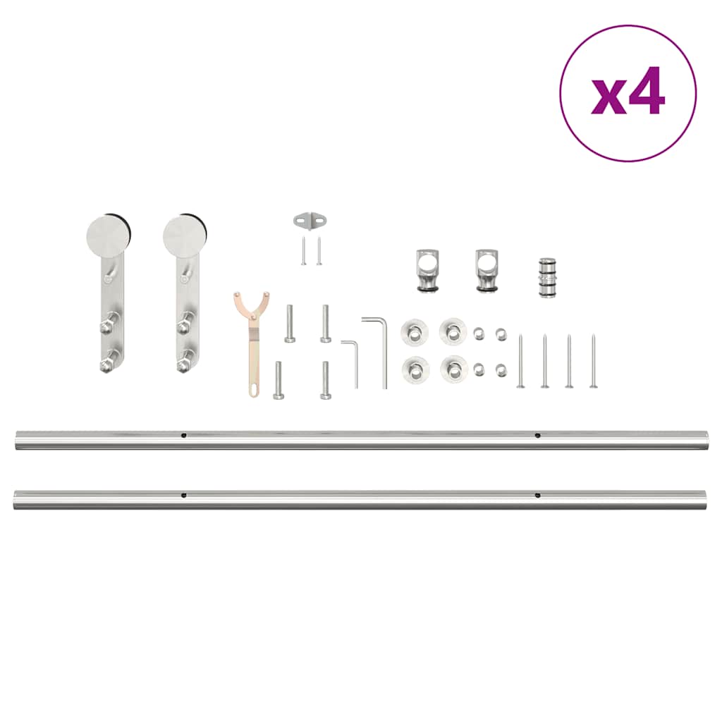 vidaXL System do mocowania drzwi przesuwnych, 366 cm, stal, srebrny