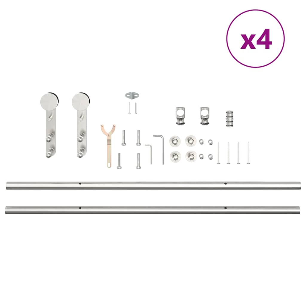 vidaXL System do mocowania drzwi przesuwnych, 400 cm, stal, srebrny