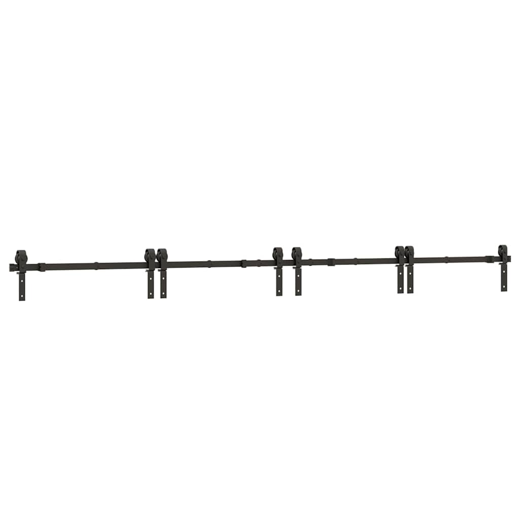 vidaXL System do montażu drzwi przesuwnych, 366 cm, stal, czarny