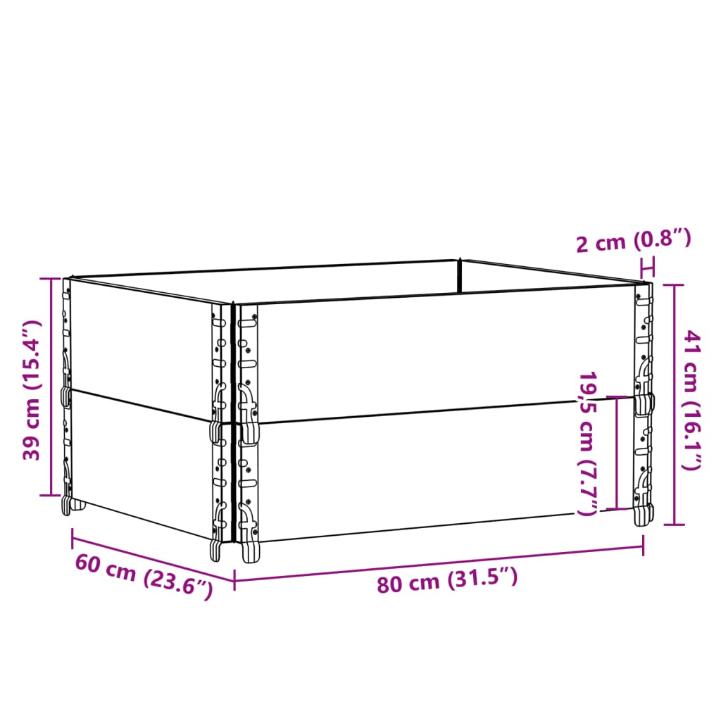 vidaXL Nadstawki paletowe, 2 szt., 80x60 cm, lite drewno sosnowe