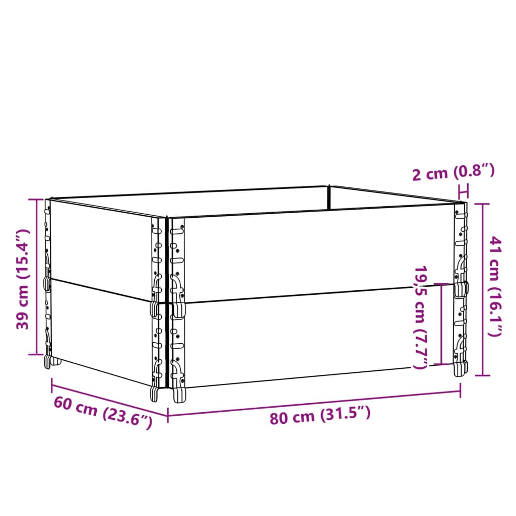 vidaXL Nadstawki paletowe, 2 szt., czarne, 80x60 cm, drewno sosnowe