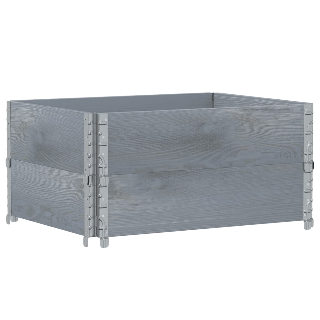 vidaXL Nadstawki paletowe, 2 szt., szare, 80x60 cm, drewno sosnowe