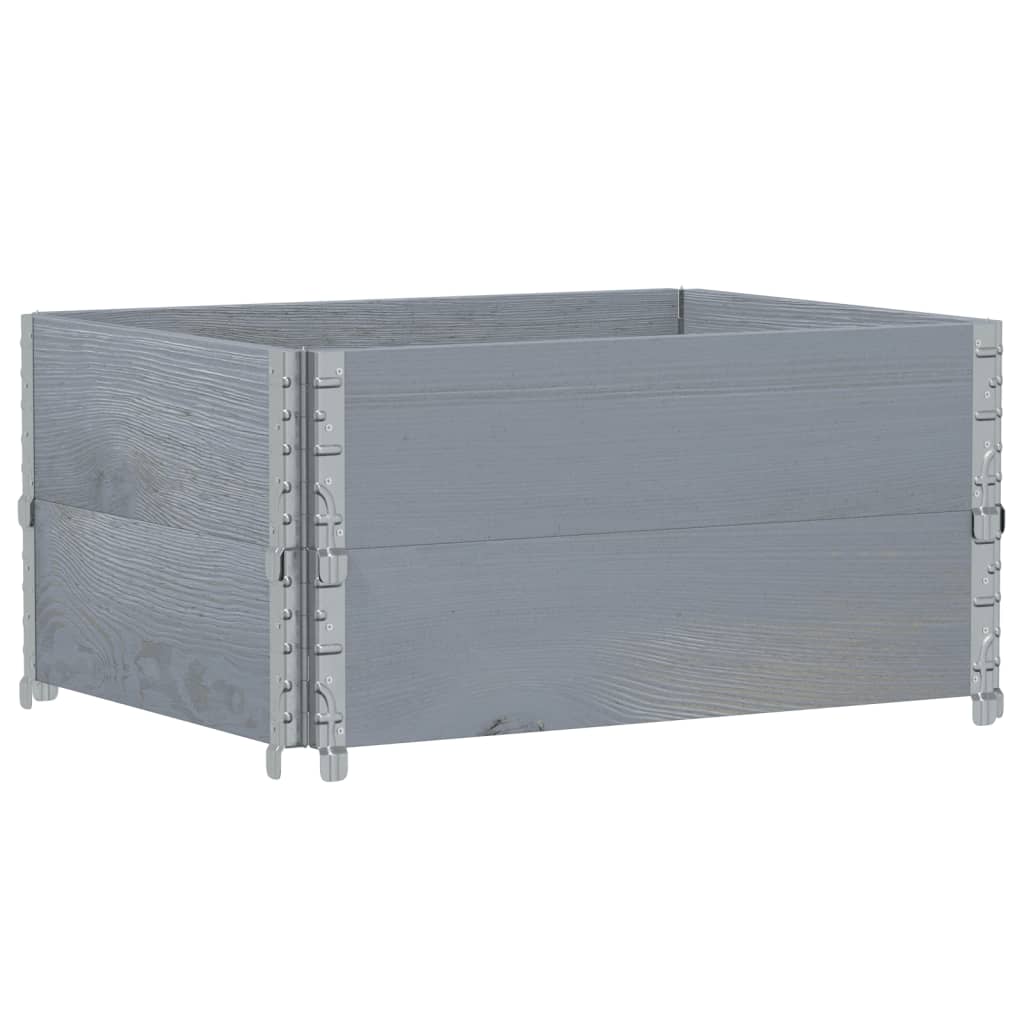 vidaXL Nadstawki paletowe, 2 szt., szare, 80x60 cm, drewno sosnowe