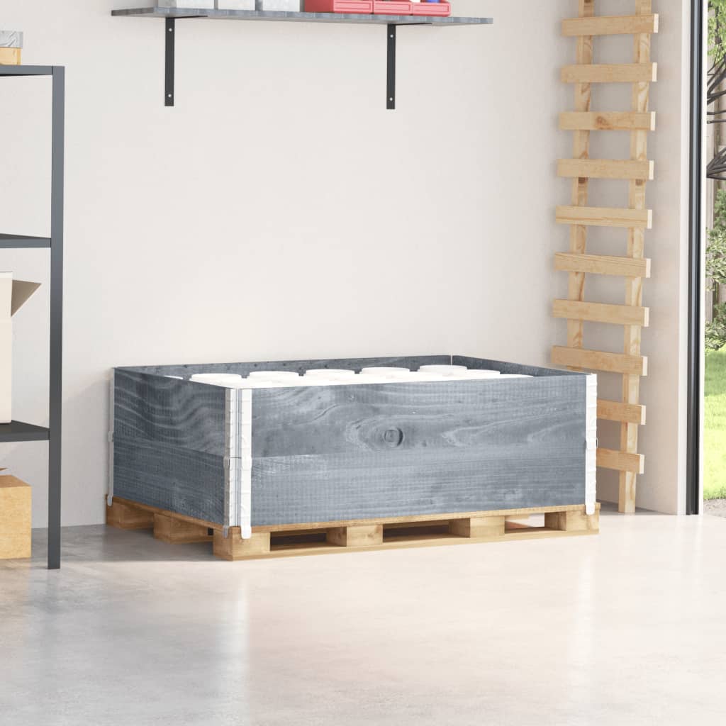 vidaXL Nadstawki paletowe, 2 szt., szare, 120x80 cm, drewno sosnowe