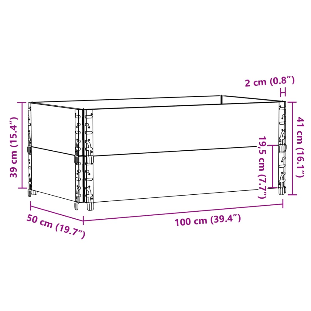 vidaXL Nadstawki paletowe, 2 szt., 100x50 cm, lite drewno sosnowe