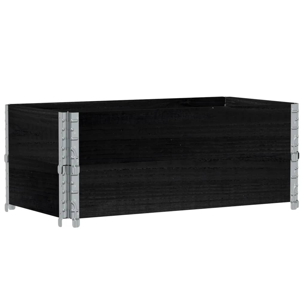vidaXL Nadstawki paletowe, 2 szt., czarne, 100x50 cm, drewno sosnowe