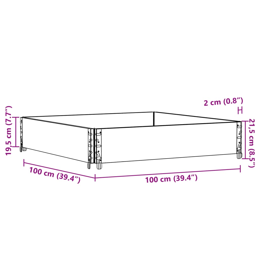 vidaXL Nadstawka paletowa, czarna, 100x100 cm, lite drewno sosnowe