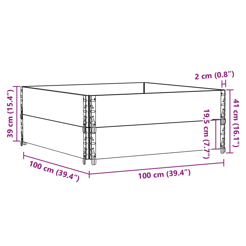 vidaXL Nadstawki paletowe, 2 szt., 100x100 cm, lite drewno sosnowe