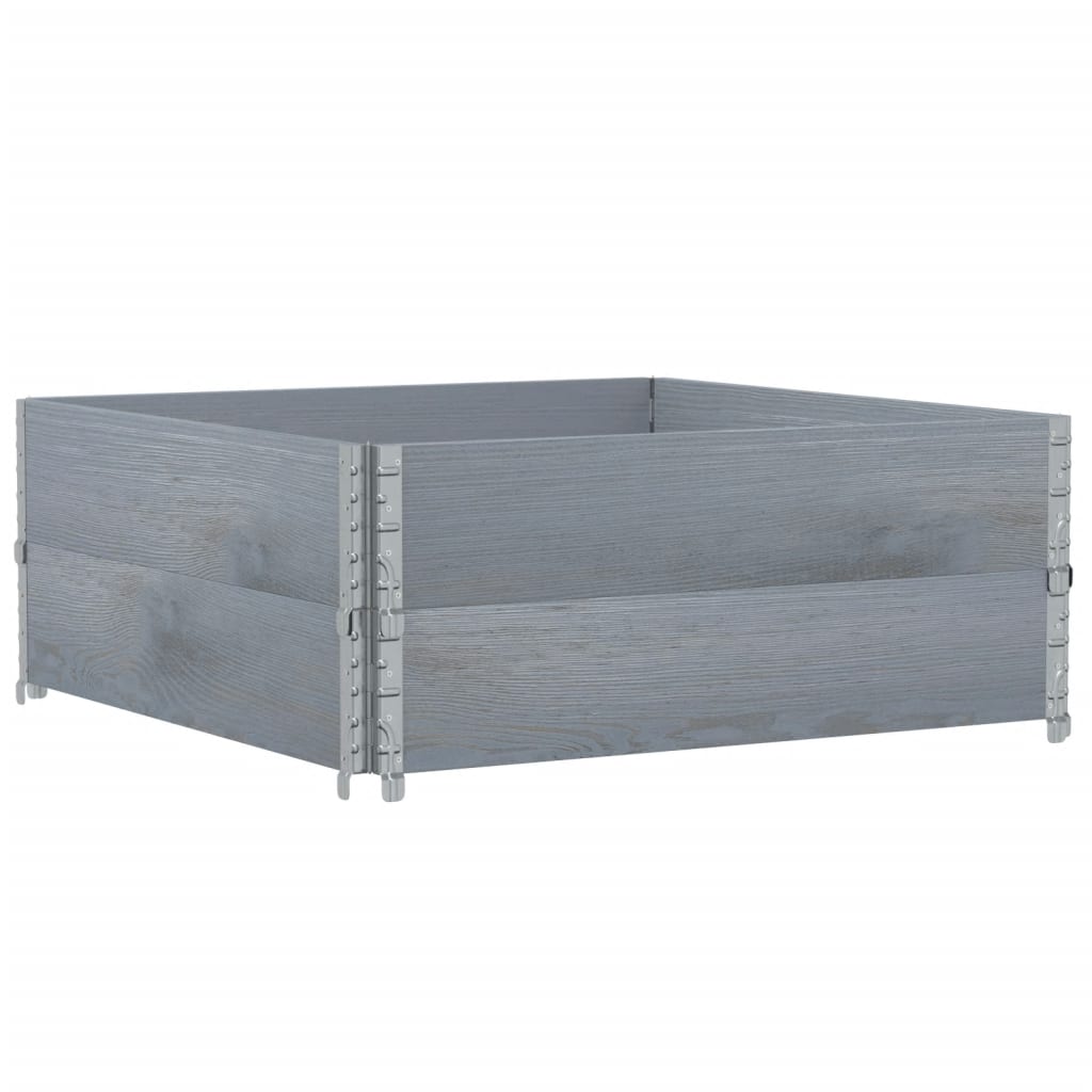vidaXL Nadstawki paletowe, 2 szt., szare, 100x100 cm, drewno sosnowe