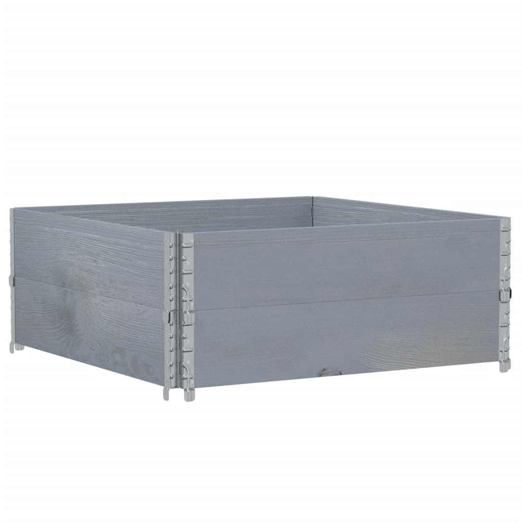 vidaXL Nadstawki paletowe, 2 szt., szare, 100x100 cm, drewno sosnowe