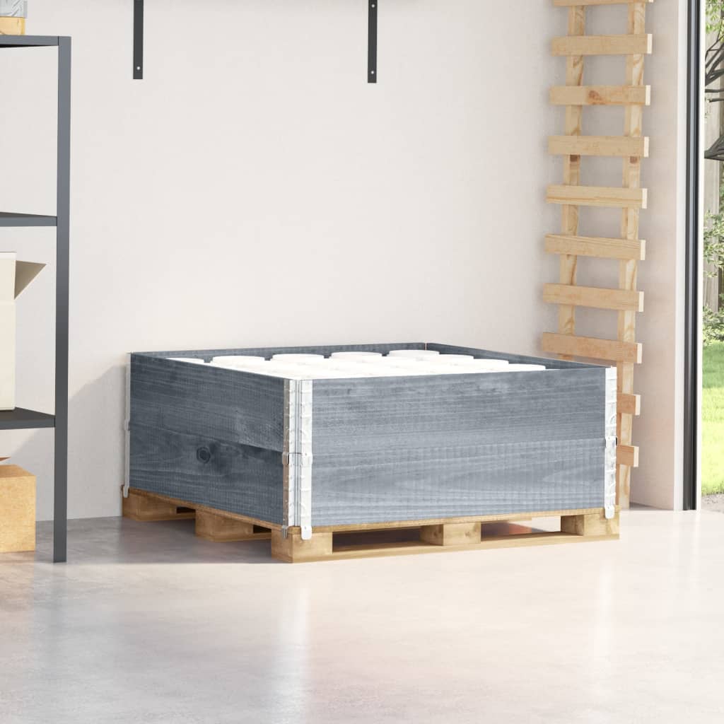vidaXL Nadstawki paletowe, 2 szt., szare, 100x100 cm, drewno sosnowe