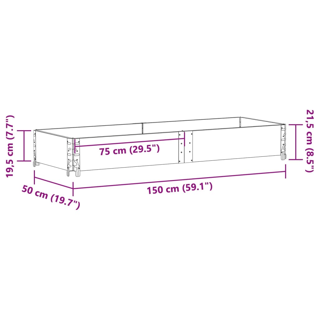 vidaXL Nadstawka paletowa, 150x50 cm, lite drewno sosnowe