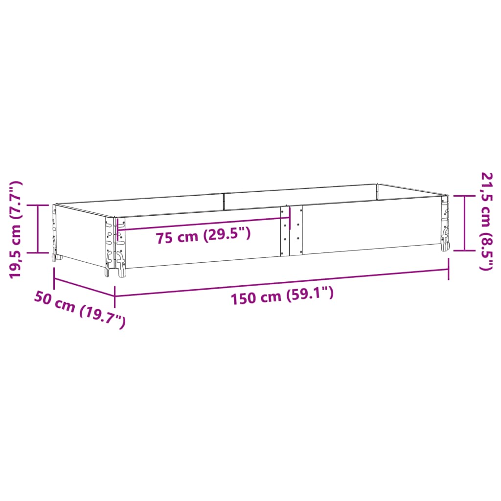vidaXL Nadstawka paletowa, czarna, 150x50 cm, lite drewno sosnowe