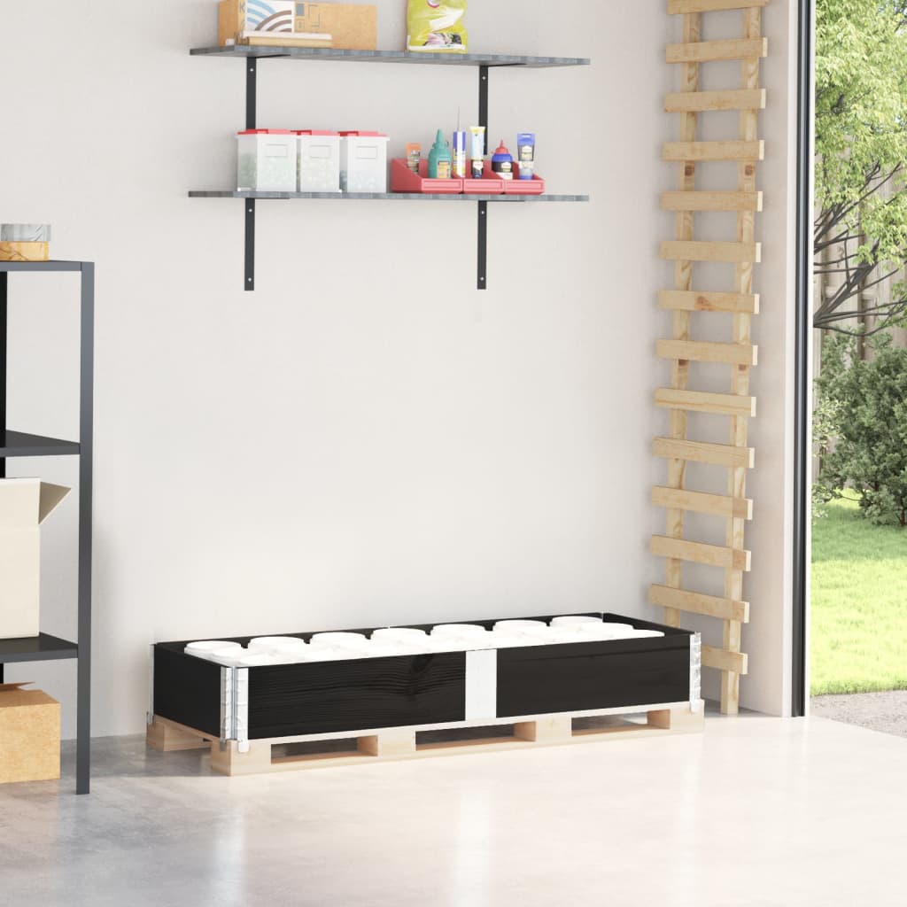 vidaXL Nadstawka paletowa, czarna, 150x50 cm, lite drewno sosnowe