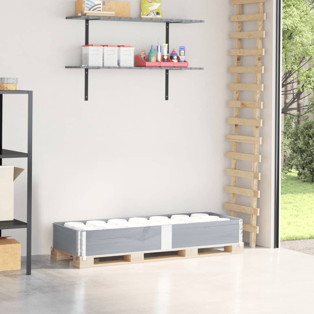 vidaXL Nadstawka paletowa, szara, 150x50 cm, lite drewno sosnowe