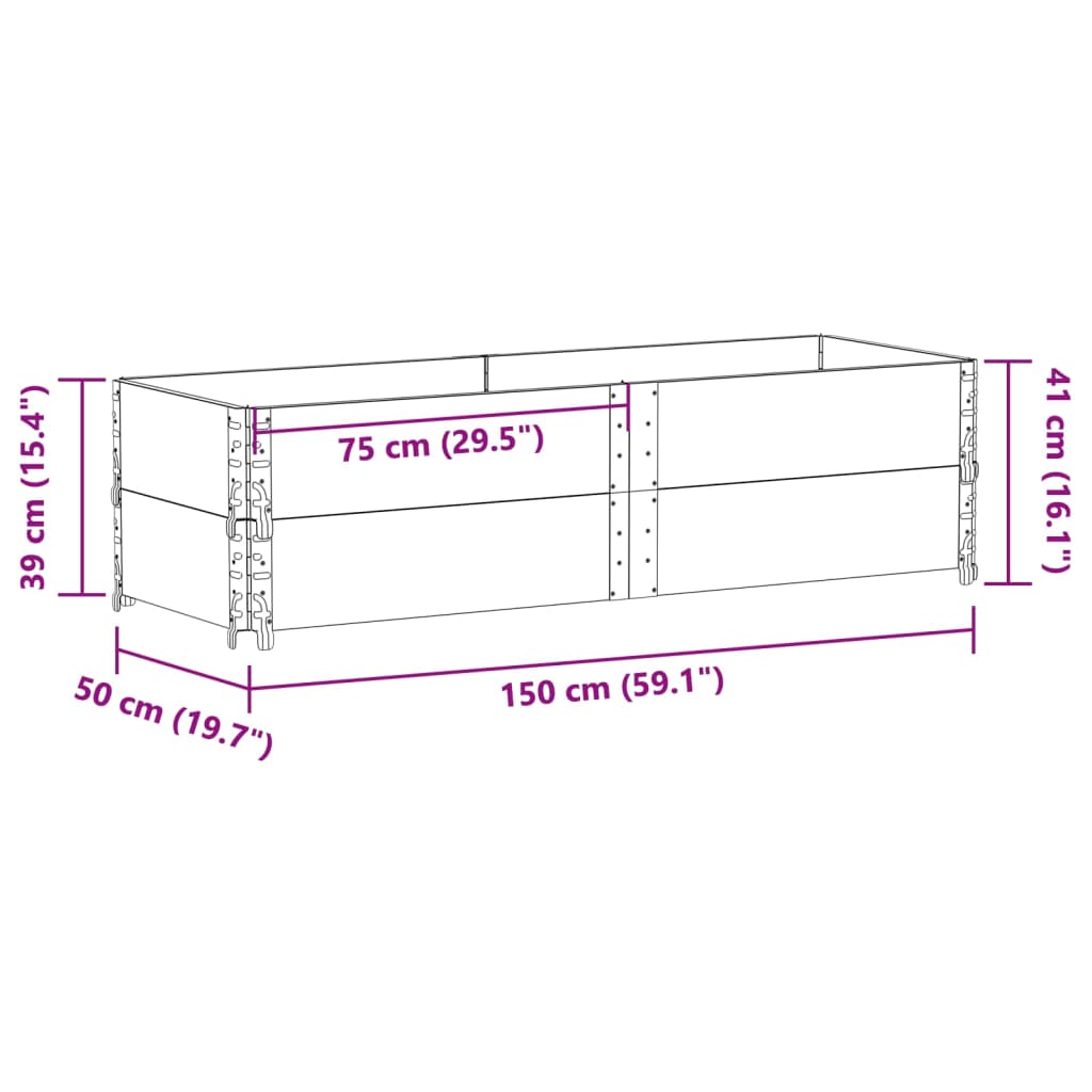 vidaXL Nadstawki paletowe, 2 szt., czarne, 150x50 cm, drewno sosnowe