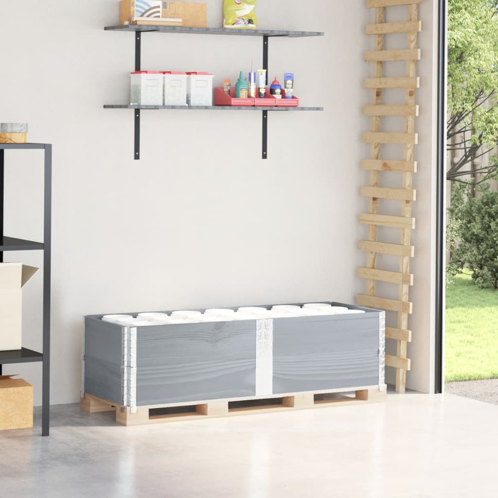 vidaXL Nadstawki paletowe, 2 szt., szare, 150x50 cm, drewno sosnowe