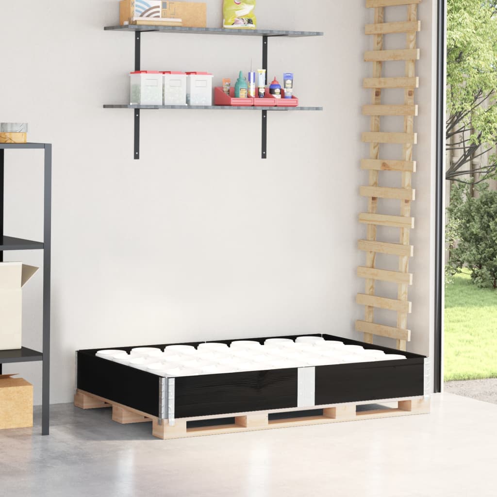 vidaXL Nadstawka paletowa, czarna, 150x100 cm, lite drewno sosnowe