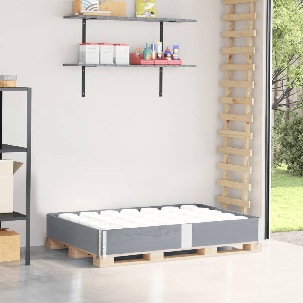 vidaXL Nadstawka paletowa, szara, 150x100 cm, lite drewno sosnowe