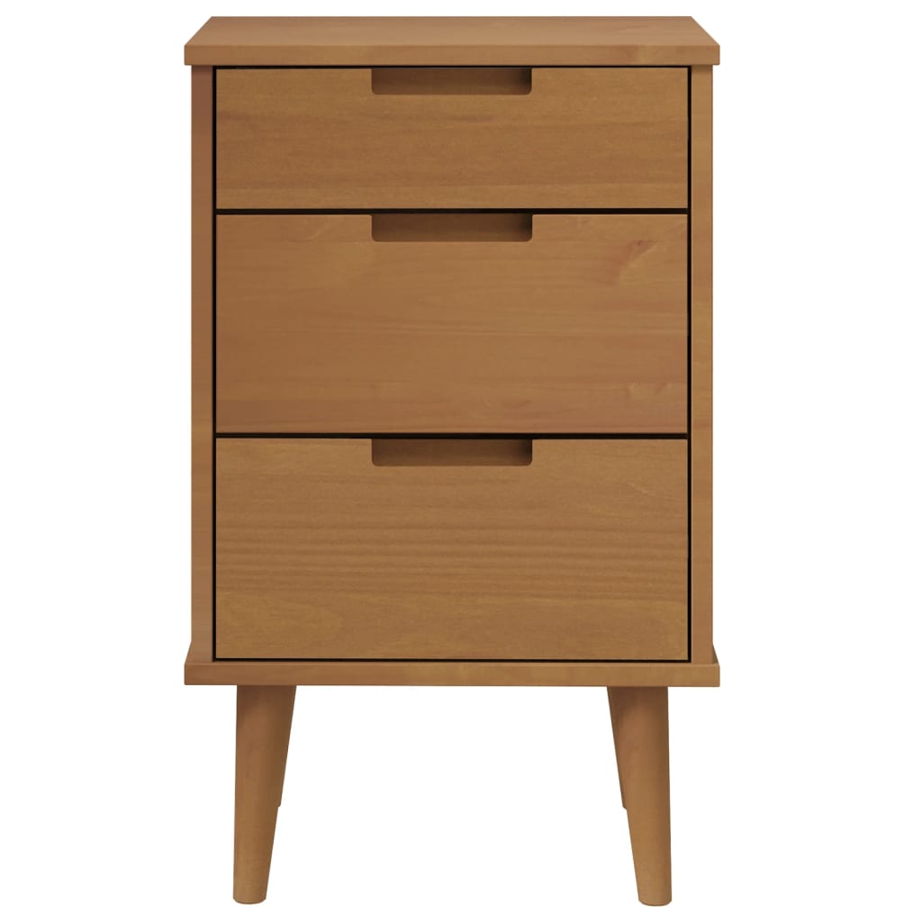 vidaXL Szafka nocna MOLDE, brązowa, 40x35x65 cm, lite drewno sosnowe
