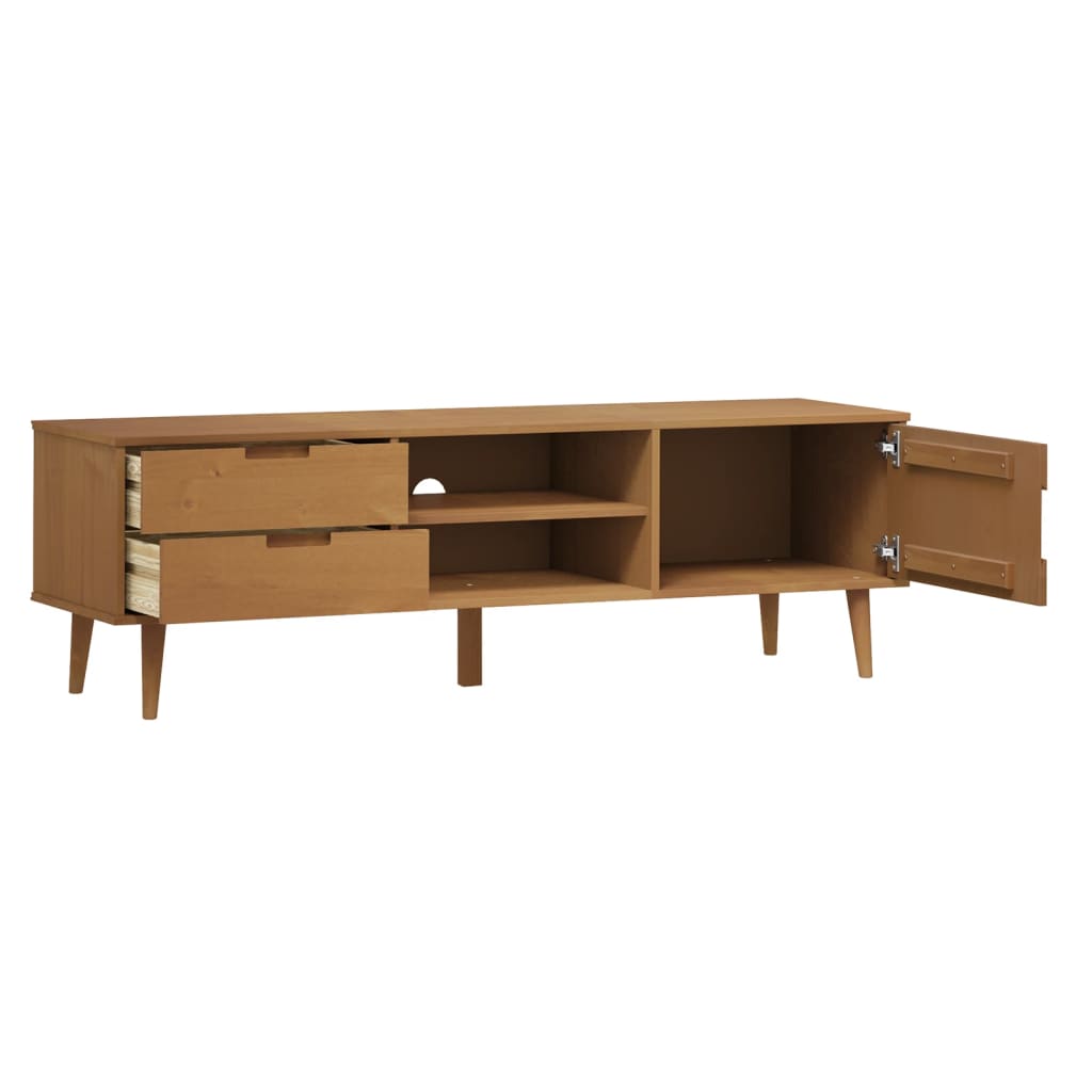 vidaXL Szafka TV MOLDE, brązowa, 158x40x49 cm, lite drewno sosnowe