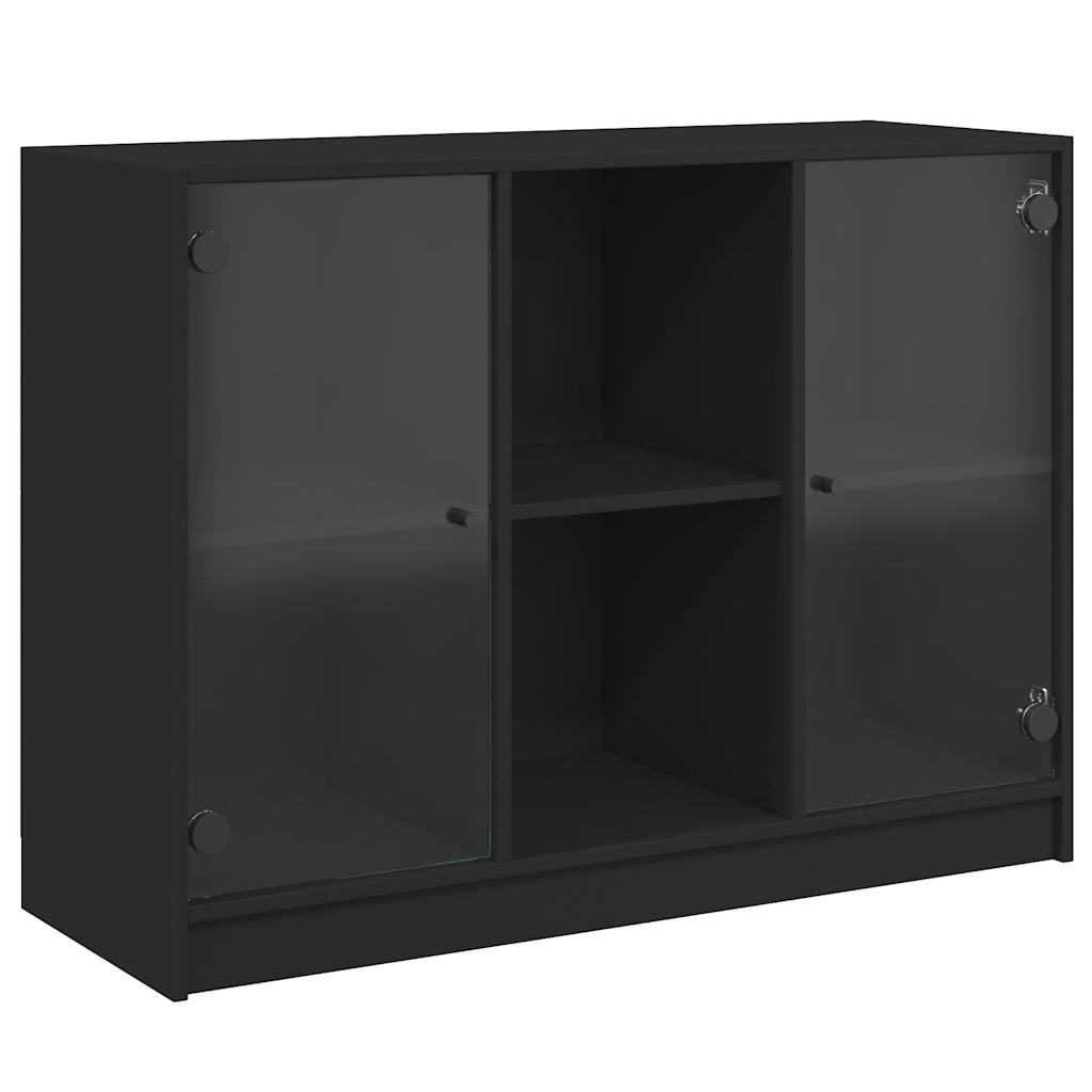 vidaXL Szafka, czarna, 102x37x75,5 cm, materiał drewnopochodny