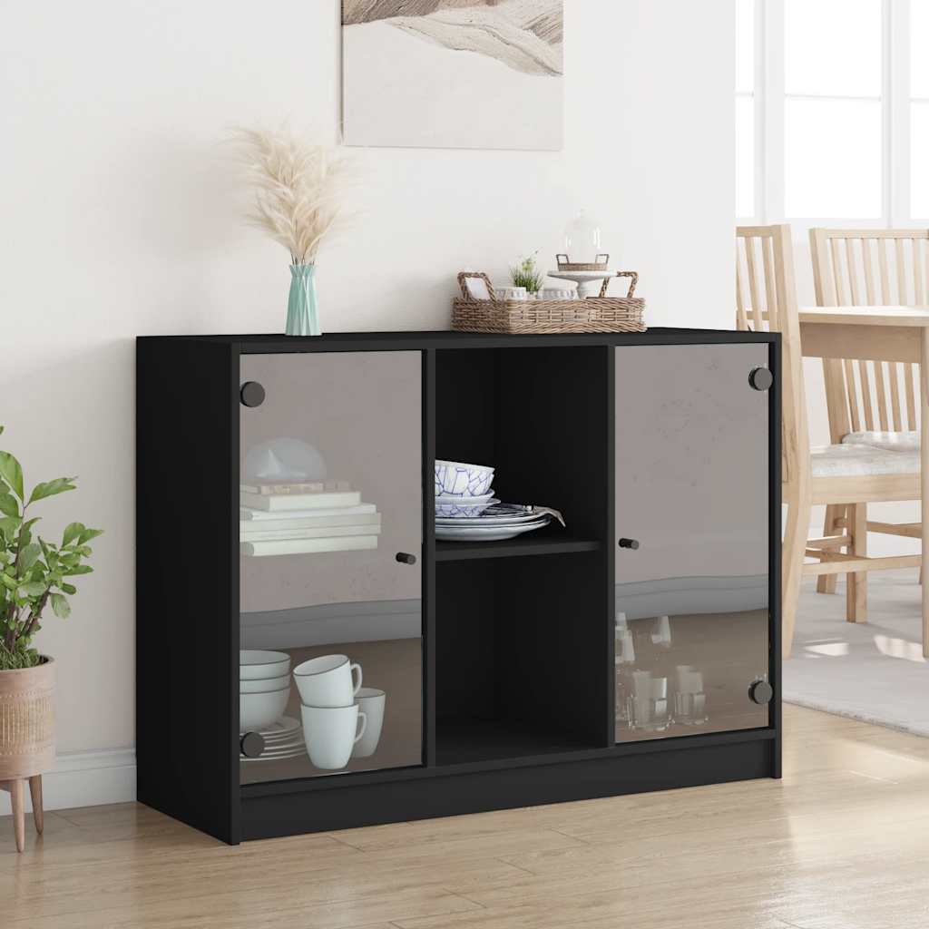vidaXL Szafka, czarna, 102x37x75,5 cm, materiał drewnopochodny