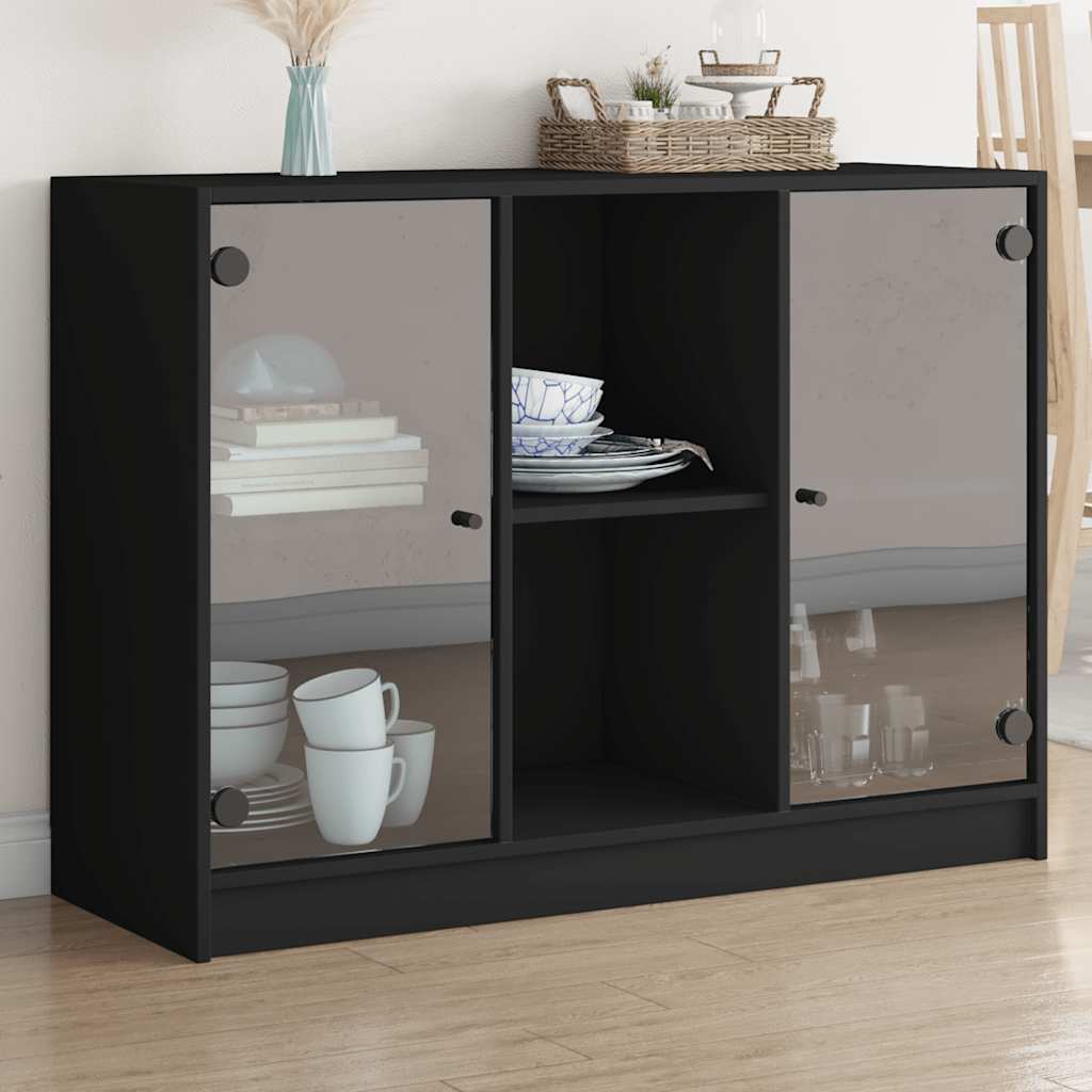 vidaXL Szafka, czarna, 102x37x75,5 cm, materiał drewnopochodny