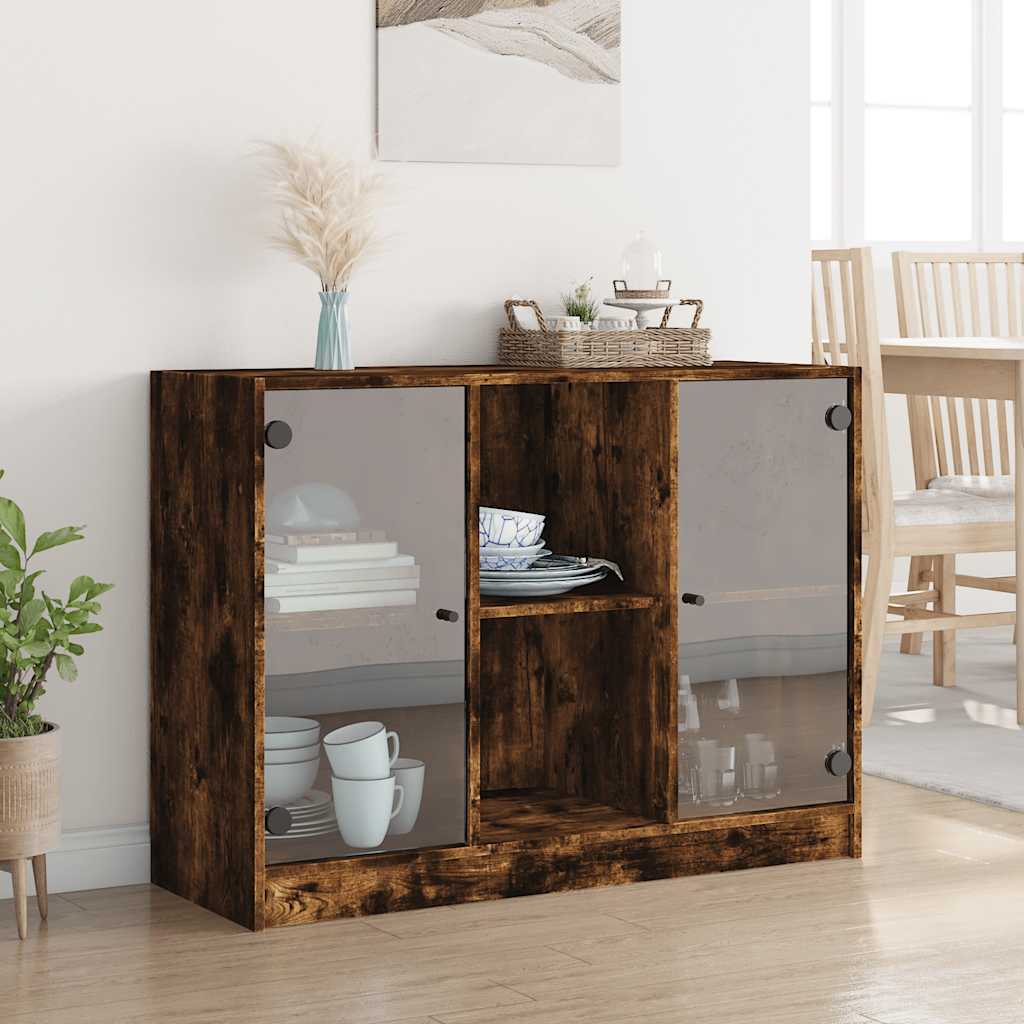 vidaXL Szafka, przydymiony dąb, 102x37x75,5cm, materiał drewnopochodny