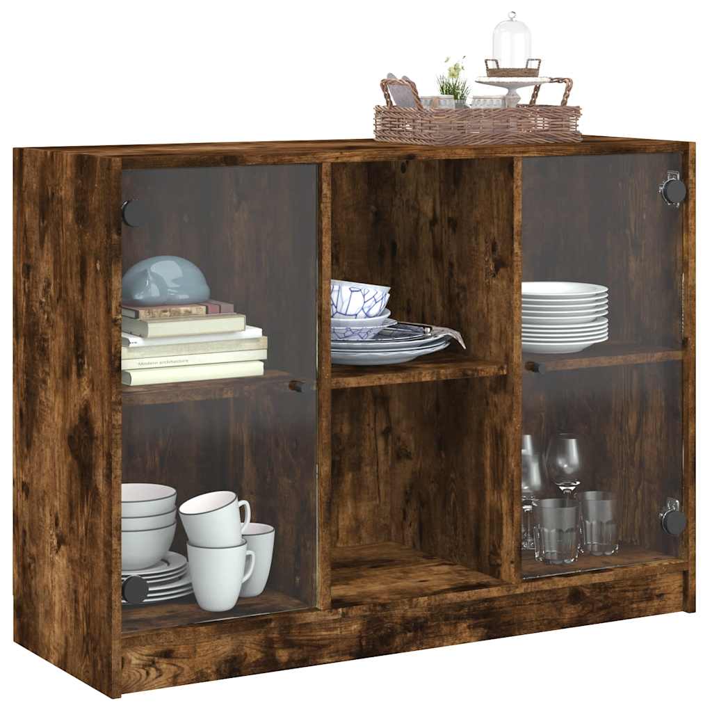 vidaXL Szafka, przydymiony dąb, 102x37x75,5cm, materiał drewnopochodny