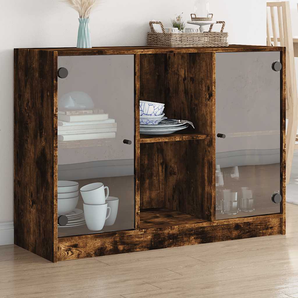 vidaXL Szafka, przydymiony dąb, 102x37x75,5cm, materiał drewnopochodny