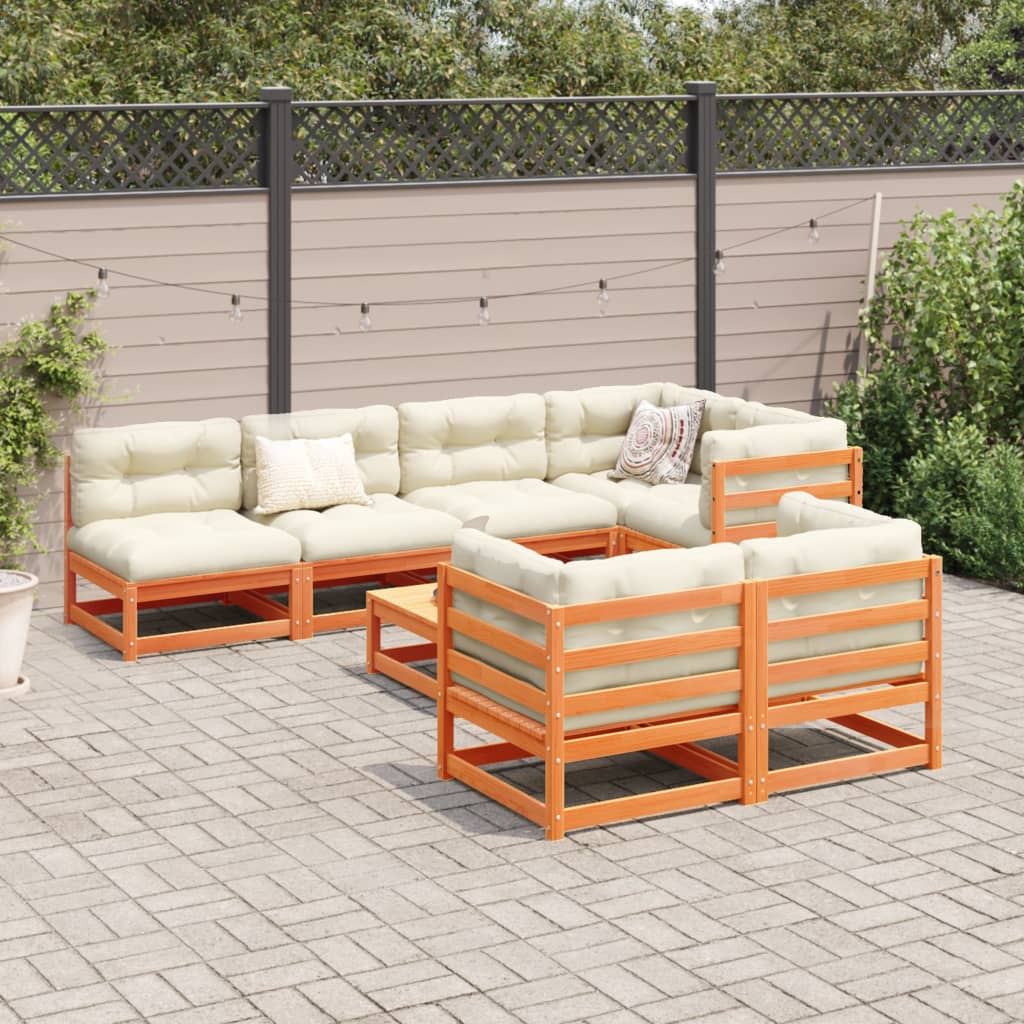 vidaXL 8-cz. zestaw wypoczynkowy do ogrodu, z poduszkami, woskowy brąz