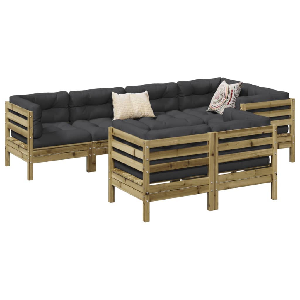 vidaXL 7-cz. zestaw wypoczynkowy do ogrodu, z poduszkami, impregnowany