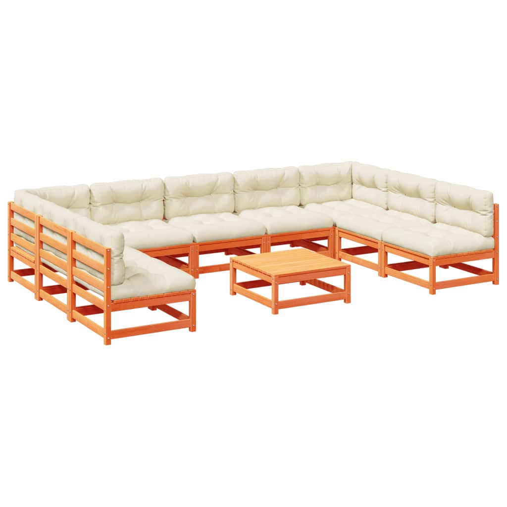 10-cz zestaw wypoczynkowy do ogrodu, z poduszkami, woskowy brąz