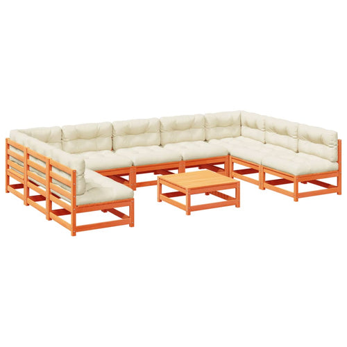 10-cz zestaw wypoczynkowy do ogrodu, z poduszkami, woskowy brąz