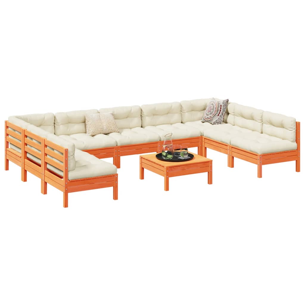 10-cz zestaw wypoczynkowy do ogrodu, z poduszkami, woskowy brąz