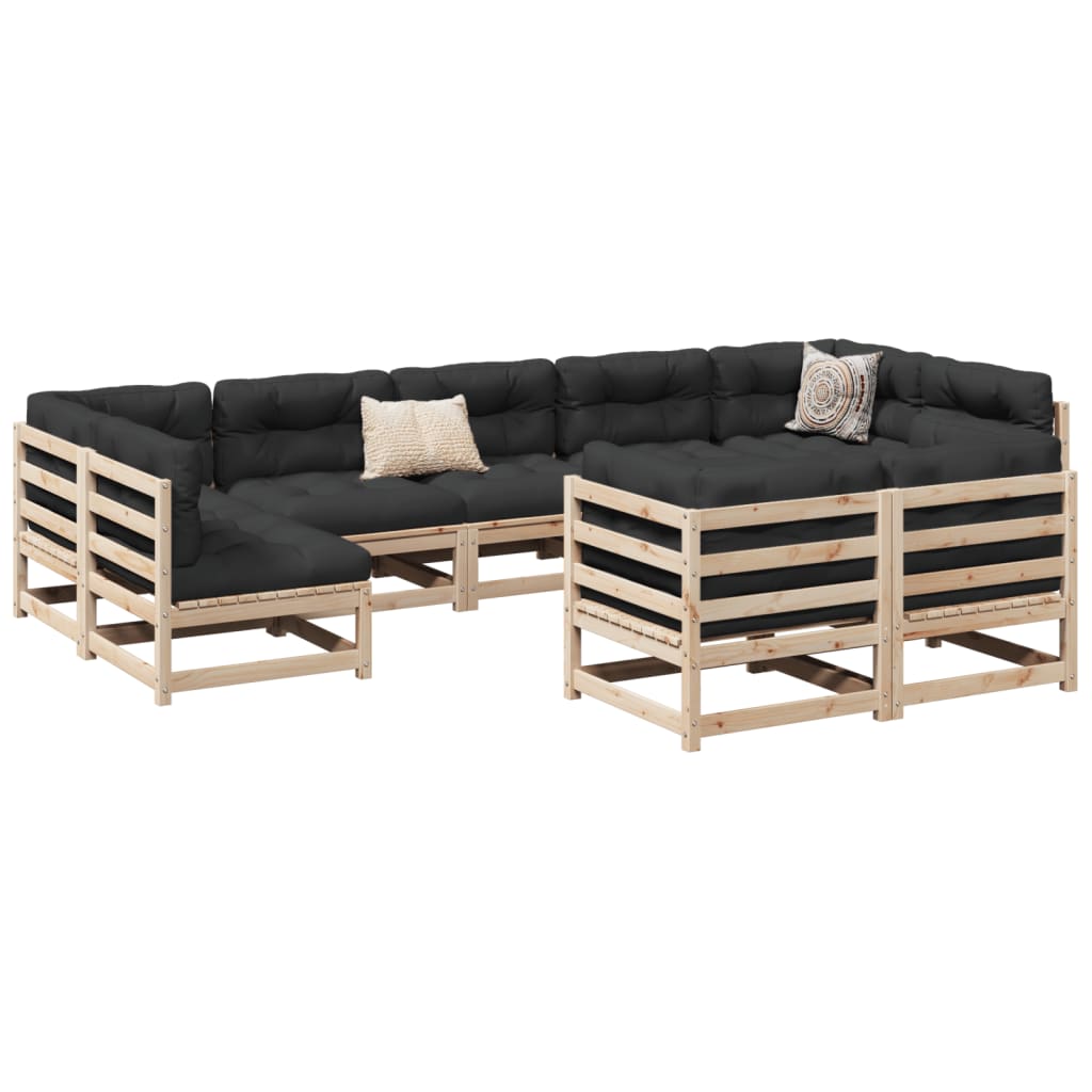 vidaXL 9-cz. zestaw wypoczynkowy do ogrodu, z poduszkami, sosnowy