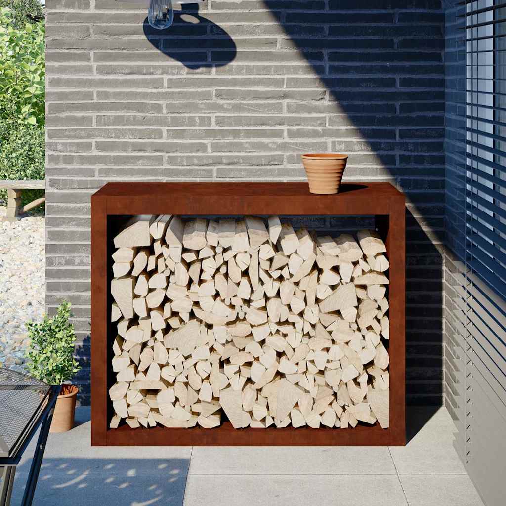 vidaXL Stojak na drewno opałowe 100x40x80 cm Stal kortenowska