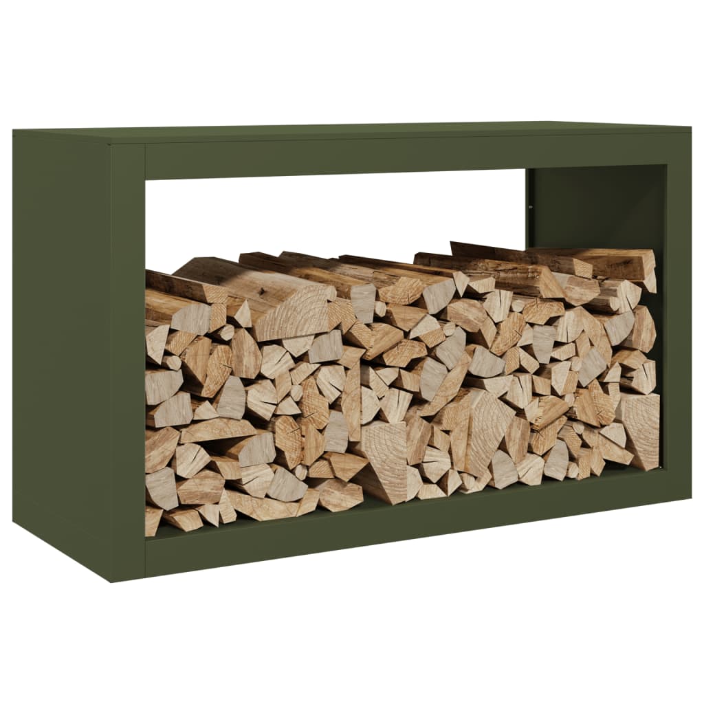 vidaXL Stojak na drewno opałowe, zielony, 100x40x60 cm, stalowy