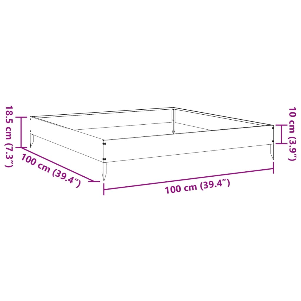 vidaXL Podwyższona donica, antracytowa, 100x100x18,5 cm, stal