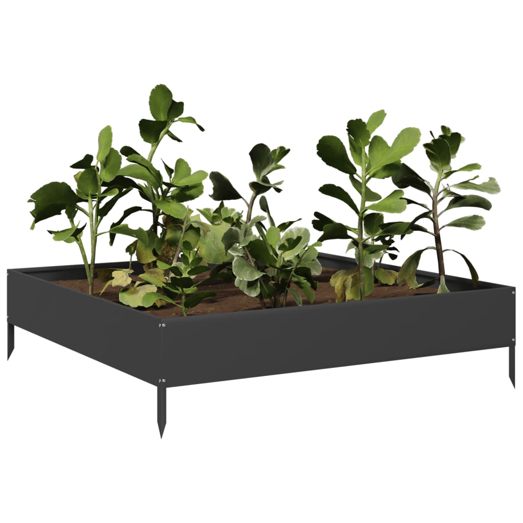 vidaXL Podwyższona donica, czarna, 100x100x26 cm, stal
