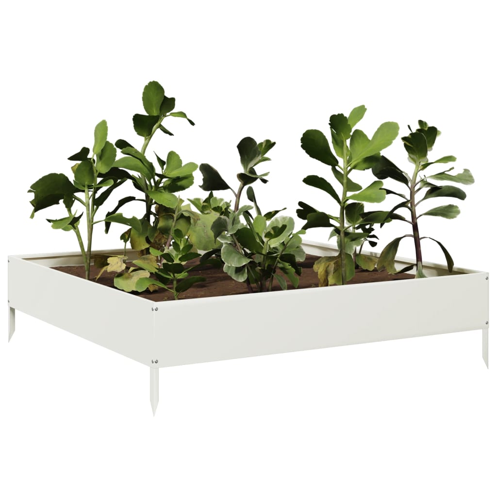 vidaXL Podwyższona donica, biała, 100x100x26 cm, stal