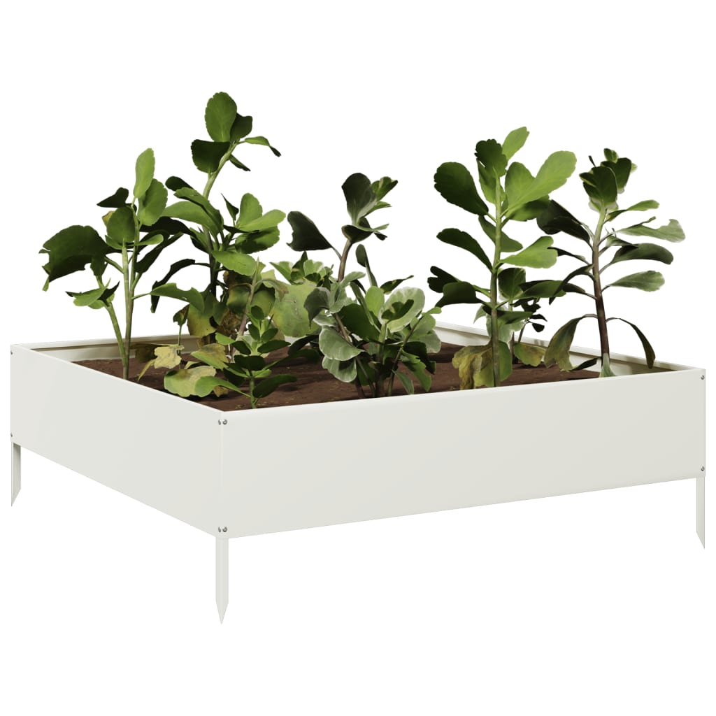 vidaXL Podwyższona donica, biała, 100x100x33,5 cm, stal