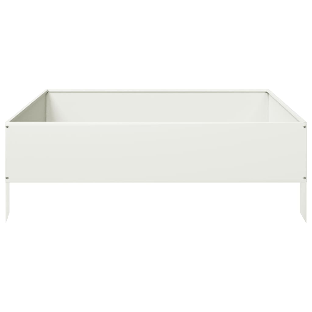 vidaXL Podwyższona donica, biała, 100x100x33,5 cm, stal