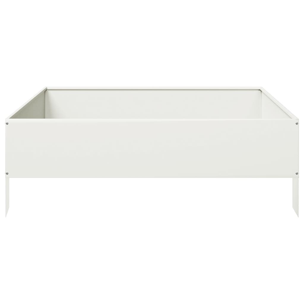 vidaXL Podwyższona donica, biała, 100x100x33,5 cm, stal